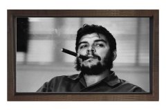 Che Guevara ve Puro Tablosu Kahverengi Ahşap Çerçeve - 45x30