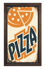 Pizza  Vintage Reklam Afişi Tablosu Kahverengi Ahşap - 100x200