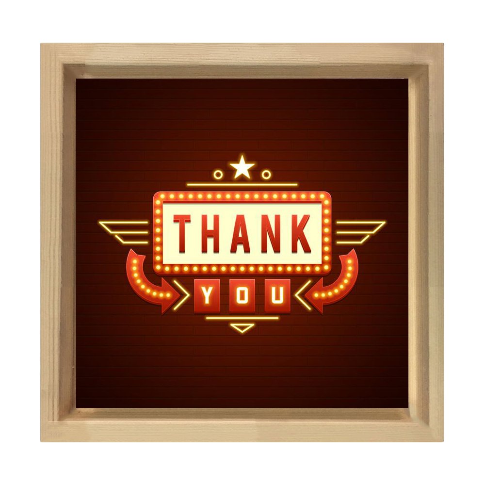 Thank You Yazısı Tablosu Naturel Ahşap Çerçeve - 100x100