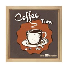Kahve Zamanı Coffee Time Tablosu Naturel Ahşap Çerçeve - 100x100