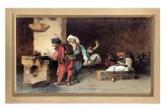 Osmanlı Halk Meskeni Tablosu Naturel Ahşap Çerçeve - 50x90