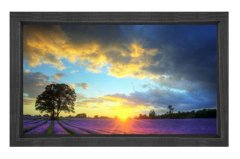 Güneşin Doğumu Ve Lavantalar Tablosu Siyah Ahşap Çerçeve - 100x150