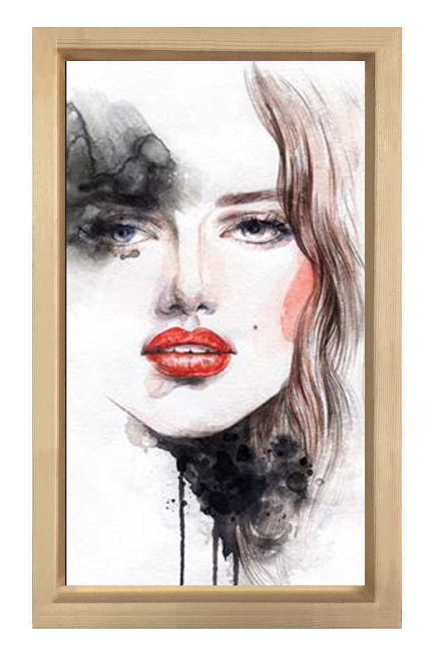 Kadın Yüzü Tablosu Naturel Ahşap Çerçeve - 100x200