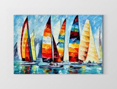 Renkli Yelken Gemiler  Tablosu Çerçevesiz - 70x100