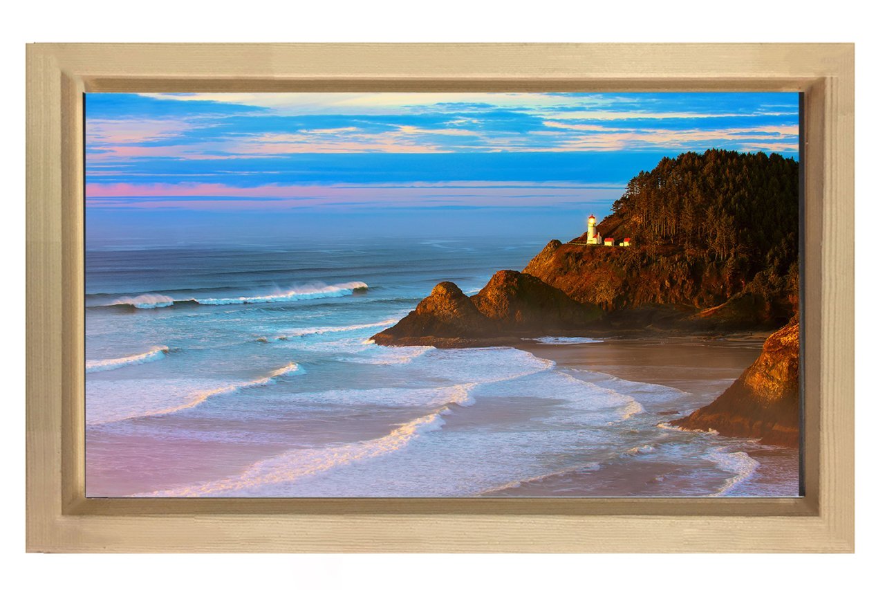 Kıyı Manzarası Tablosu Naturel Ahşap Çerçeve - 50x90