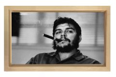 Che Guevara ve Puro Tablosu Naturel Ahşap Çerçeve - 100x150
