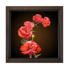 Dekoratif Güller Tablosu Kahverengi Ahşap Çerçeve - 60x60