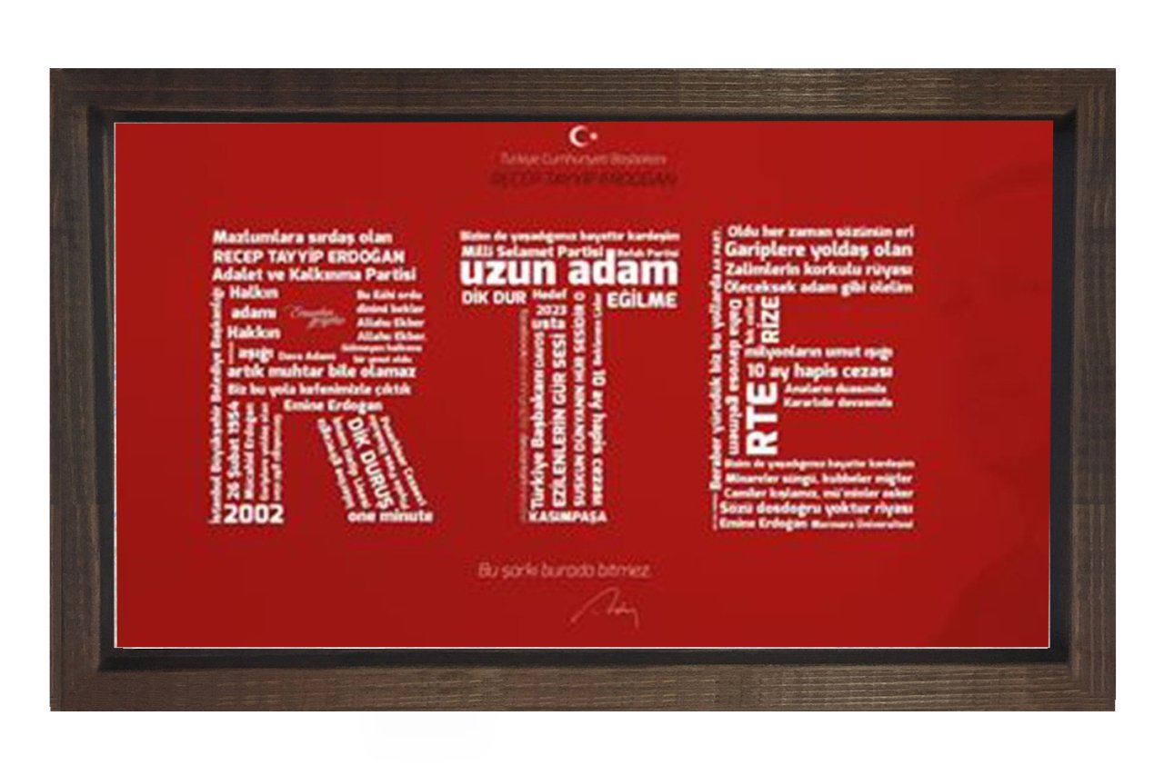 RTE Yazısı Tablosu Kahverengi Ahşap - 50x70