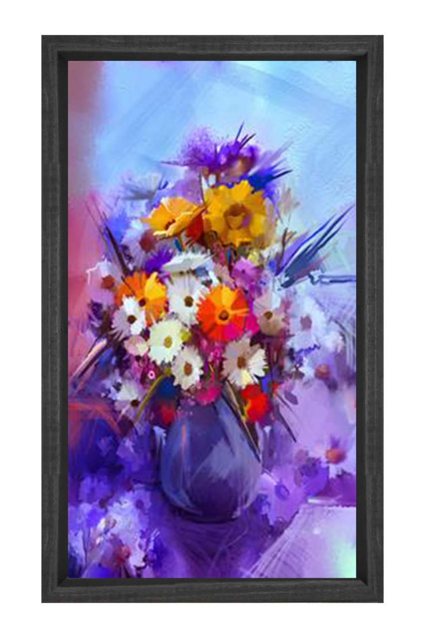 Vazoda Çiçek Natürmort Tablosu Siyah Ahşap Çerçeve - 40x60