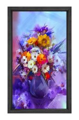 Vazoda Çiçek Natürmort Tablosu Siyah Ahşap Çerçeve - 40x60