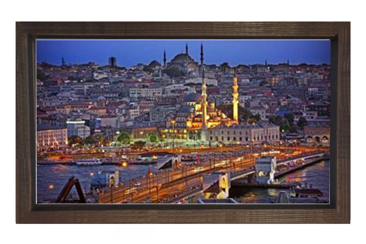 Galata Köprüsü 2 Tablosu Kahverengi Ahşap Çerçeve - 100x200
