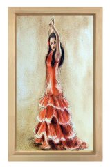 Dans Eden Çingene Tablosu Naturel Ahşap - 40x60