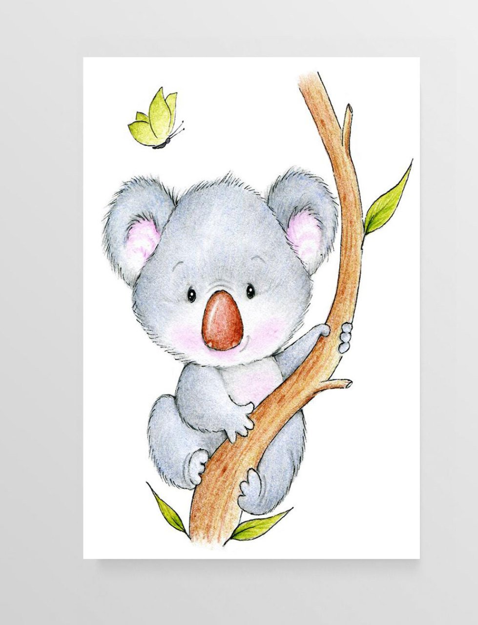 Sevimli Koala Ağaçta Tablosu Çerçevesiz - 100x150