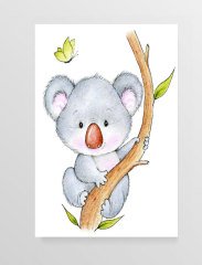 Sevimli Koala Ağaçta Tablosu Çerçevesiz - 100x150