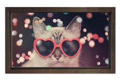 Kedi Tablosu Kahverengi Ahşap Çerçeve - 50x90