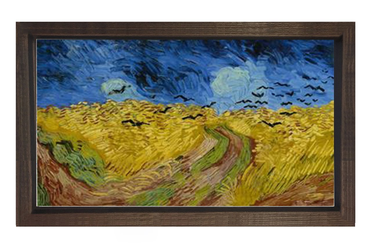 Buğday İle Kargalar Tablosu Kahverengi Ahşap Çerçeve - 50x90