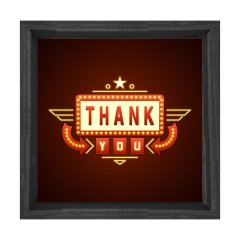 Thank You Yazısı Tablosu Siyah Ahşap Çerçeve - 100x100