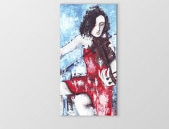 Kemancı Kadın Tablosu Çerçevesiz - 45x30