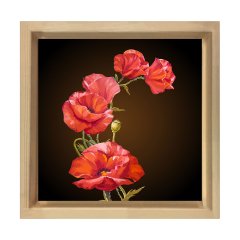 Dekoratif Güller Tablosu Naturel Ahşap Çerçeve - 30x30