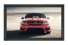 Kırmızı Mercedes Tablosu Siyah Ahşap Çerçeve - 100x200