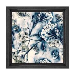Beyaz Çiçekler Reprodüksiyon Tablosu Siyah Ahşap Çerçeve - 80x80
