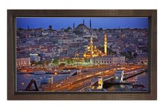 Galata Köprüsü 2 Tablosu Kahverengi Ahşap Çerçeve - 70x100