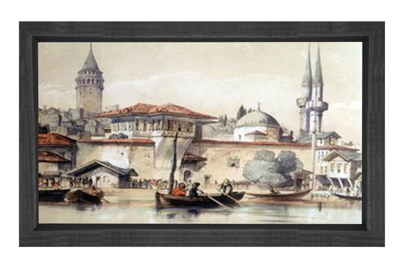 Osmanlı İstanbulu Tablosu Siyah Ahşap Çerçeve - 50x90