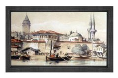 Osmanlı İstanbulu Tablosu Siyah Ahşap Çerçeve - 50x90