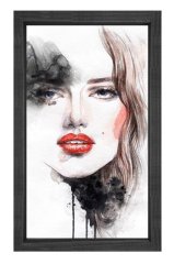 Kadın Yüzü Tablosu Siyah Ahşap Çerçeve - 45x30