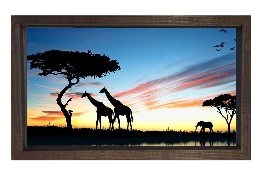 Zürafalar Tablosu Kahverengi Ahşap Çerçeve - 100x150