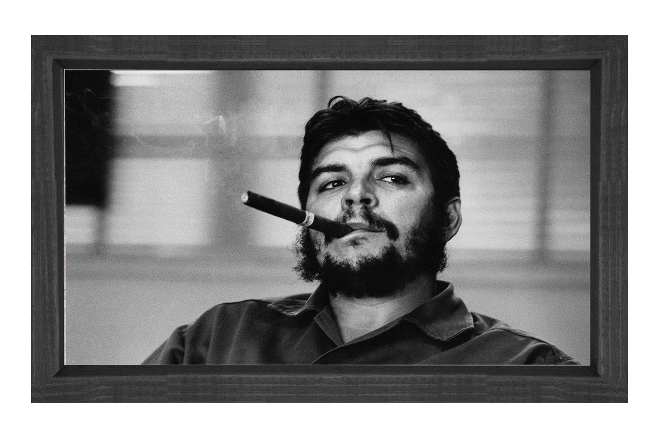 Che Guevara ve Puro Tablosu Siyah Ahşap Çerçeve - 100x200