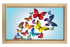 Renkli Kelebekler Tablosu Naturel Ahşap - 100x150