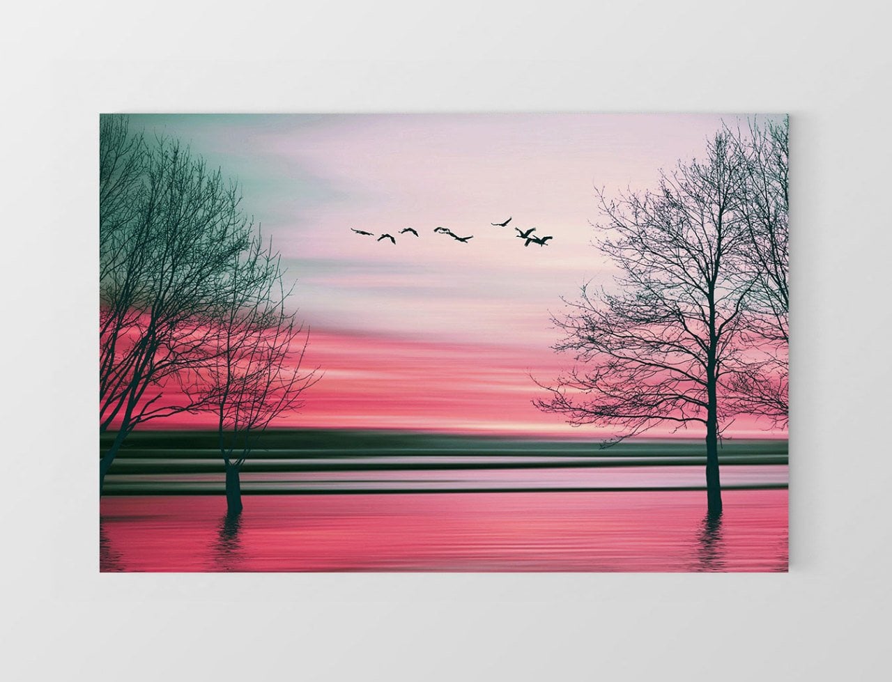 Pembe Manzara Tablosu Çerçevesiz - 40x60