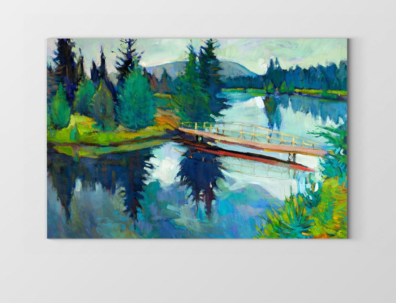 Orman Nehir Köprüsü Tablosu Çerçevesiz - 100x150