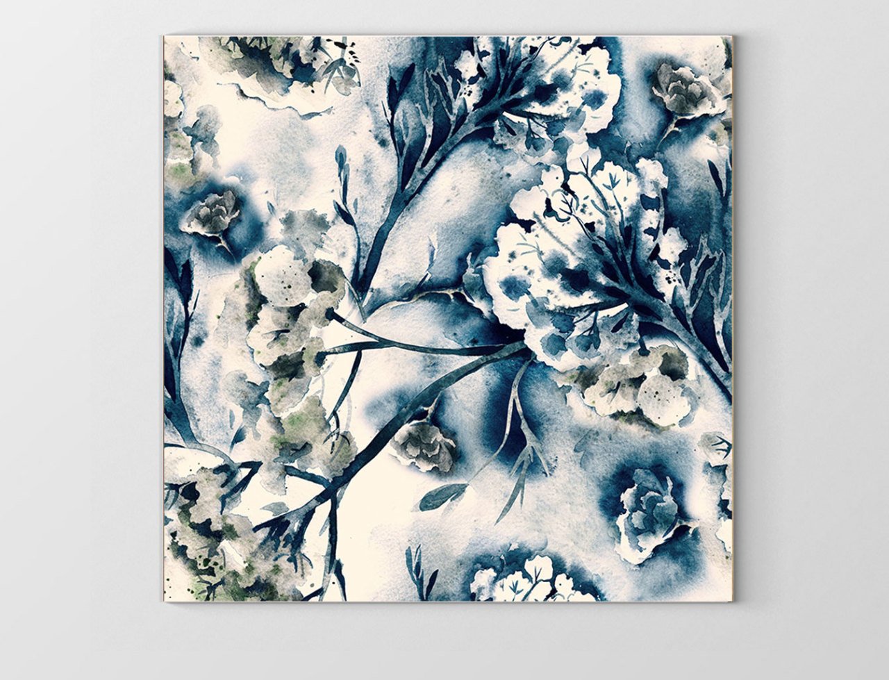 Beyaz Çiçekler Reprodüksiyon Tablosu Çerçevesiz - 100x100