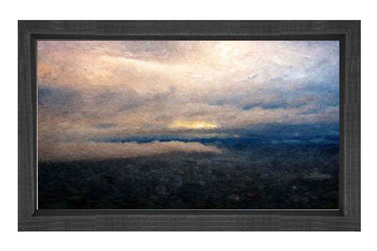Bulutlu Gökyüzü  Tablosu Siyah Ahşap Çerçeve - 70x100