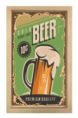 Bira Reklam Afişi Tablosu Naturel Ahşap - 70x100