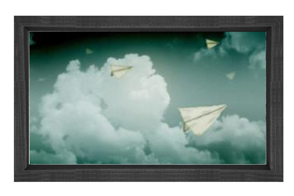 Kağıttan Uçaklar Tablosu Siyah Ahşap - 70x100