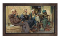 Kahvehane Osmanlı Tablosu Kahverengi Ahşap Çerçeve - 40x60
