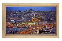Galata Köprüsü 2 Tablosu Naturel Ahşap Çerçeve - 45x30