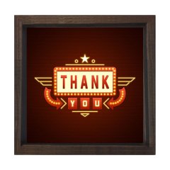Thank You Yazısı Tablosu Kahverengi Ahşap Çerçeve - 90x90