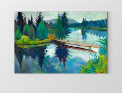 Orman Nehir Köprüsü Tablosu Çerçevesiz - 45x30