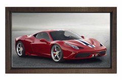 Kırmızı Ferrari Tablosu Kahverengi Ahşap Çerçeve - 50x70