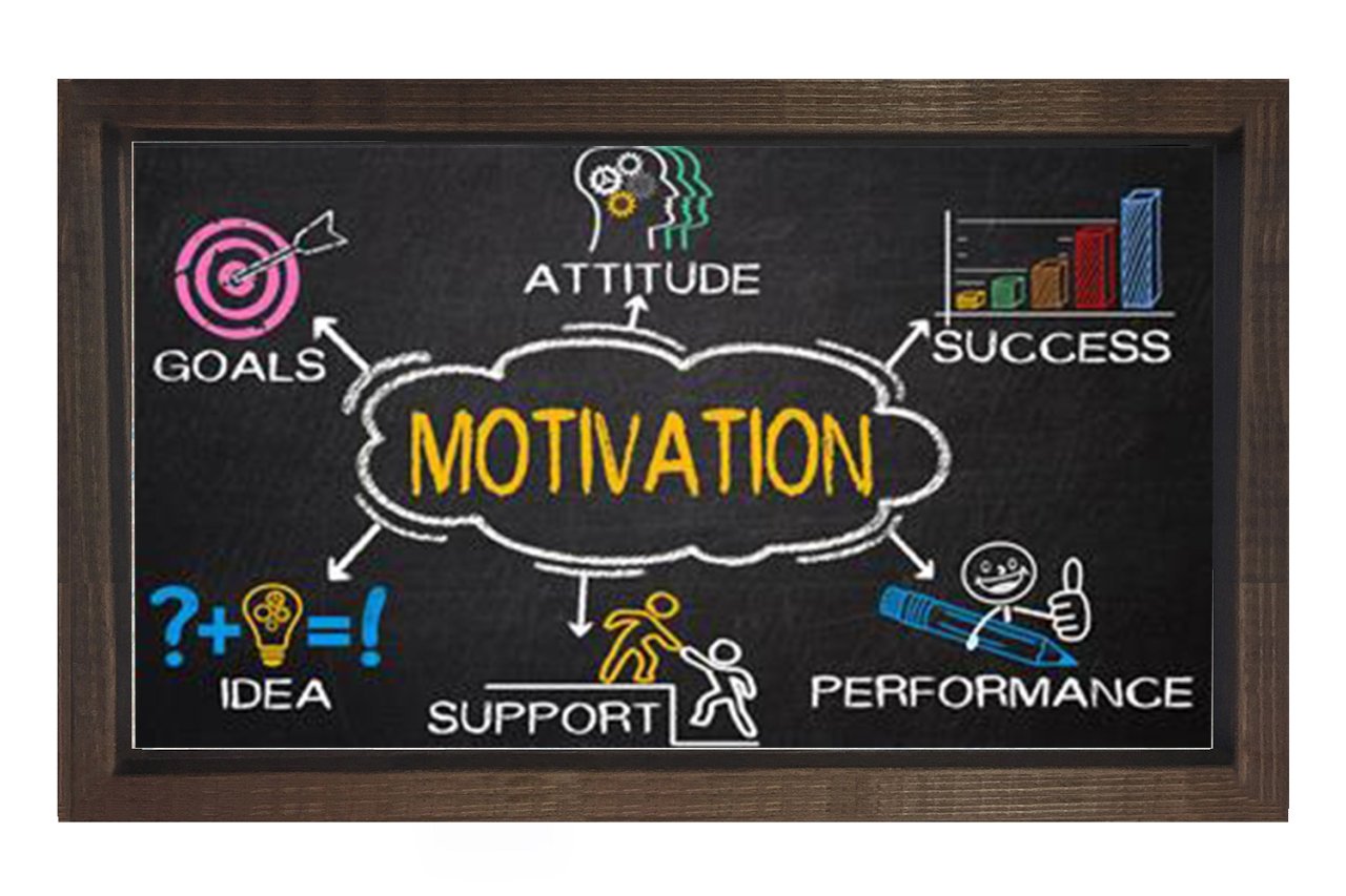 Motıvatıon =Motivasyon Tablosu Kahverengi Ahşap Çerçeve - 45x30