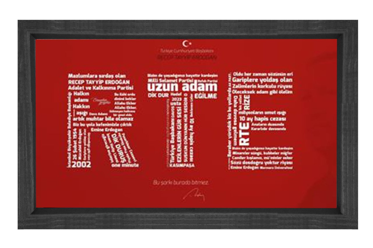 RTE Yazısı Tablosu Siyah Ahşap - 100x200