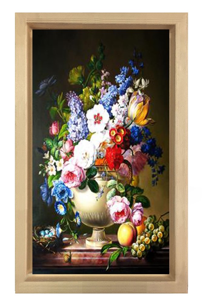Renkli Nature Morte Tablosu Naturel Ahşap - 100x200