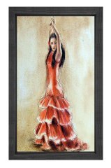 Dans Eden Çingene Tablosu Siyah Ahşap - 50x90