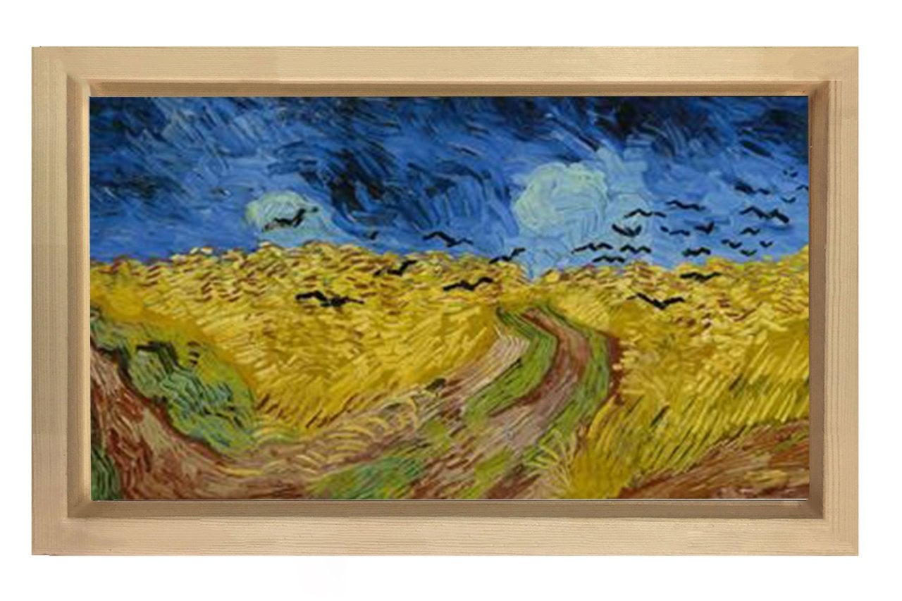 Buğday İle Kargalar Tablosu Naturel Ahşap Çerçeve - 50x90
