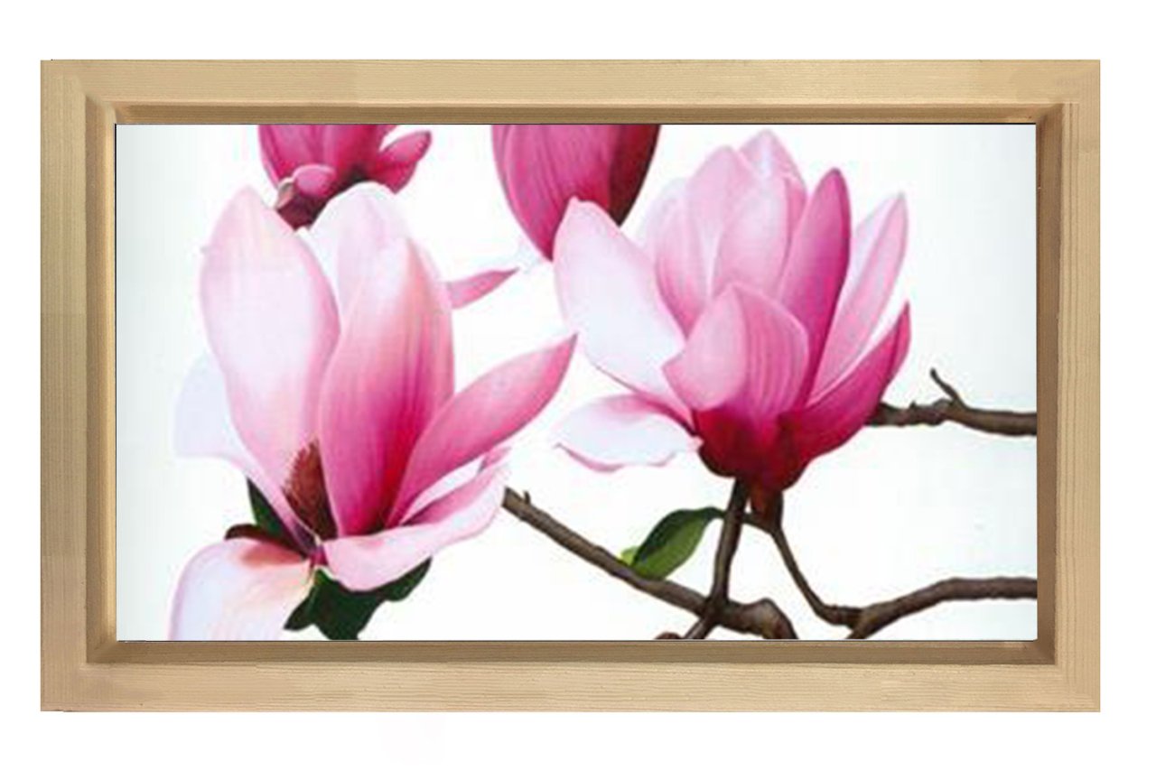 Pembe Menekşe Çiçekleri Tablosu Naturel Ahşap - 70x100