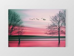 Pembe Manzara Tablosu Çerçevesiz - 70x100